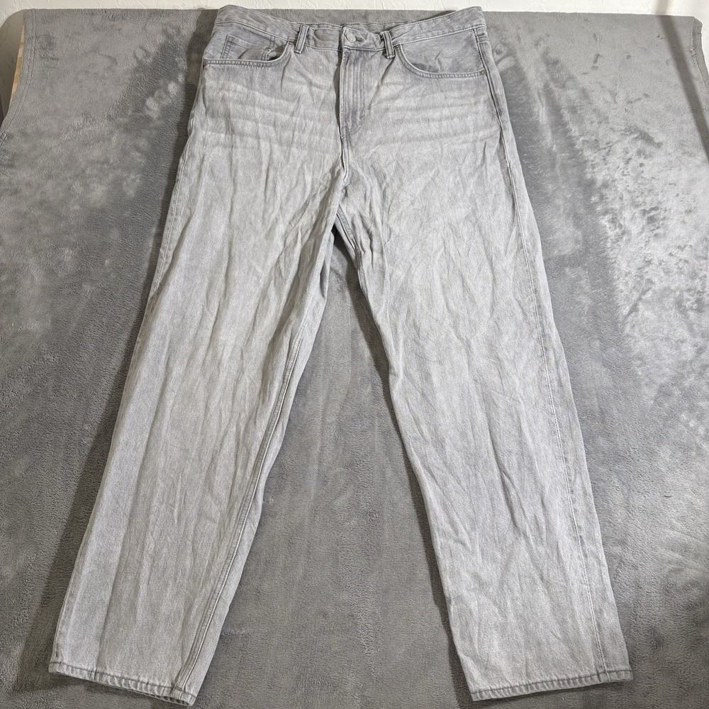 H&M Loose Ample Grey Wash Denim Jeans Mens Size 36 X 32 Relaxed Fit Grunge Baggy